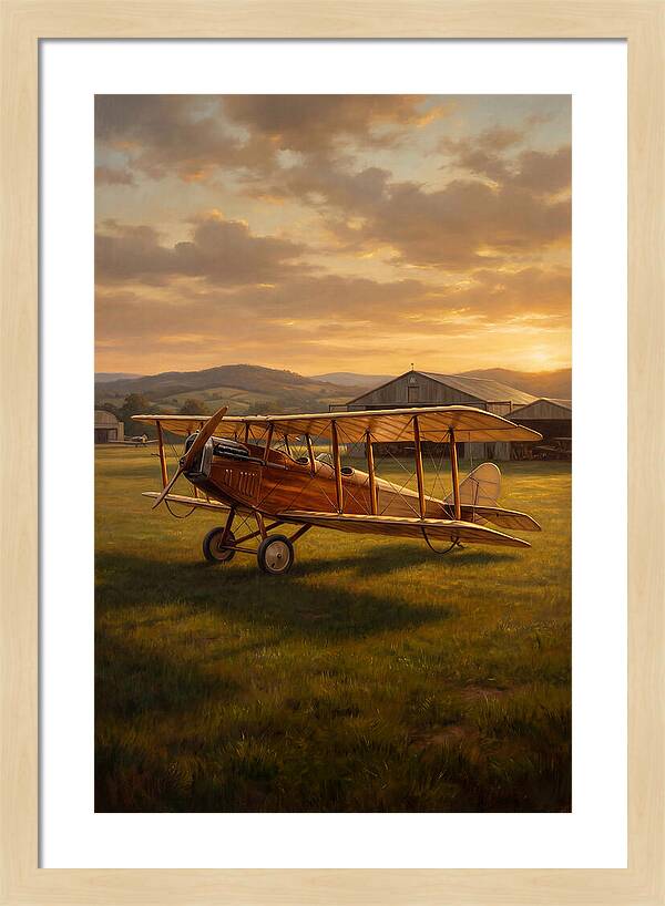 Vintage Airplane At Sunset