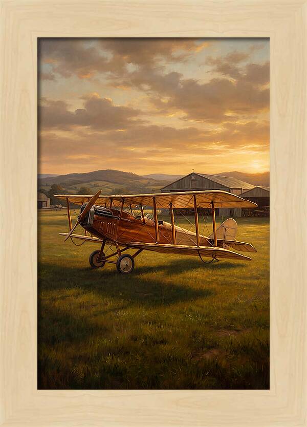 Vintage Airplane At Sunset