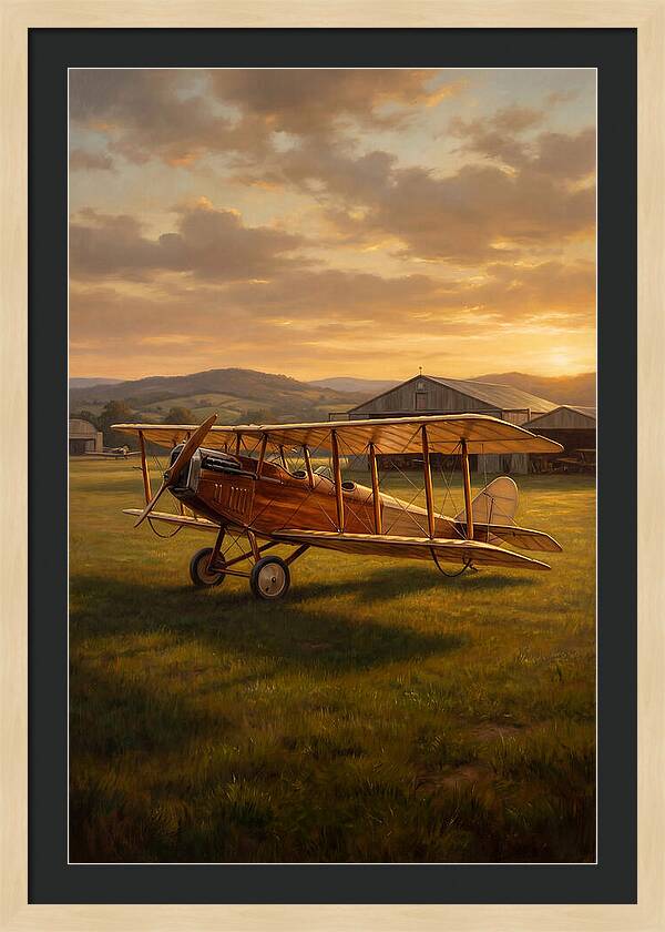 Vintage Airplane At Sunset