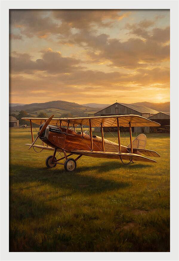 Vintage Airplane At Sunset