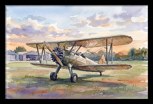 Vintage Airplane In Sunset