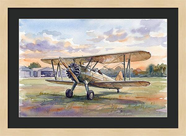 Vintage Airplane In Sunset