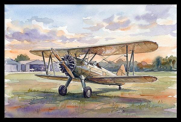 Vintage Airplane In Sunset