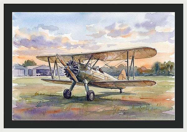 Vintage Airplane In Sunset
