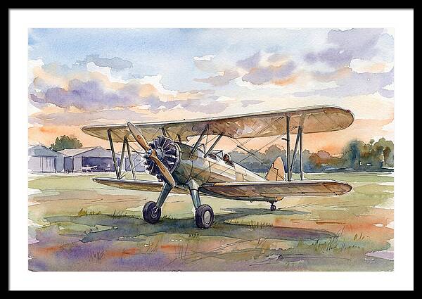 Vintage Airplane In Sunset