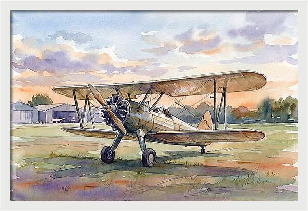 Vintage Airplane In Sunset