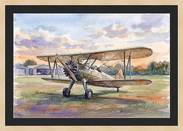 Vintage Airplane In Sunset