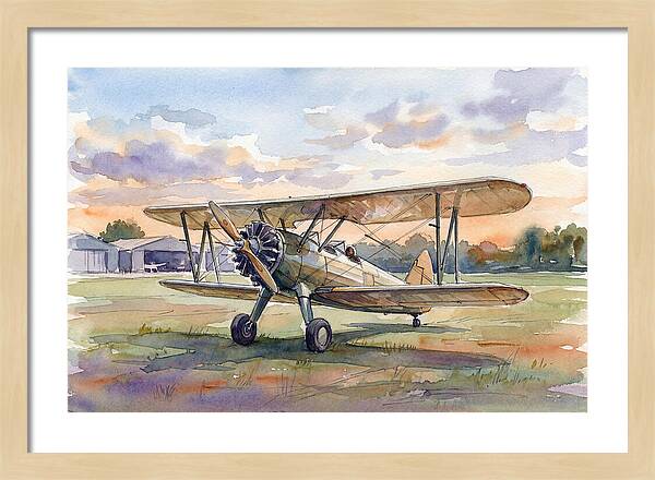 Vintage Airplane In Sunset