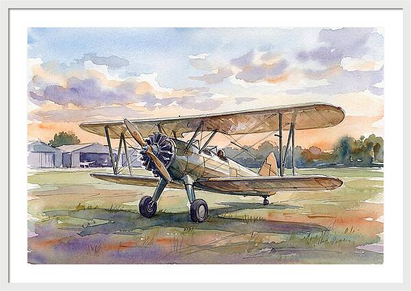 Vintage Airplane In Sunset