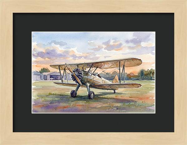 Vintage Airplane In Sunset