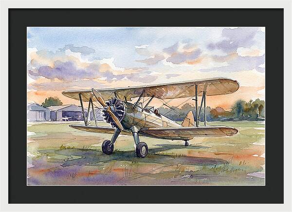 Vintage Airplane In Sunset