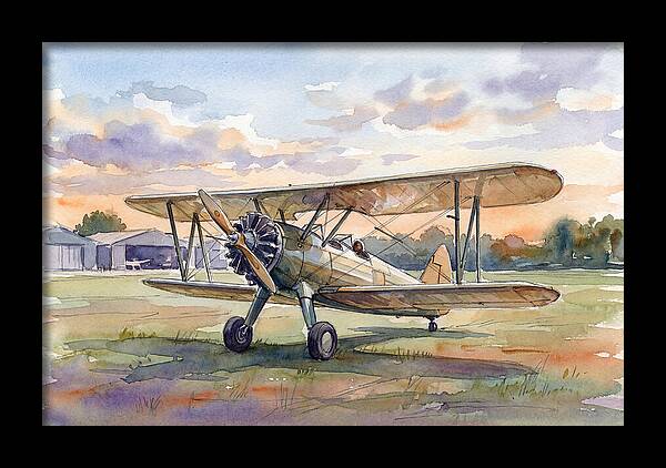 Vintage Airplane In Sunset