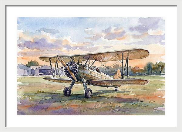 Vintage Airplane In Sunset