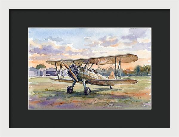 Vintage Airplane In Sunset