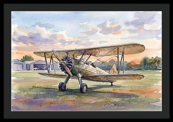 Vintage Airplane In Sunset