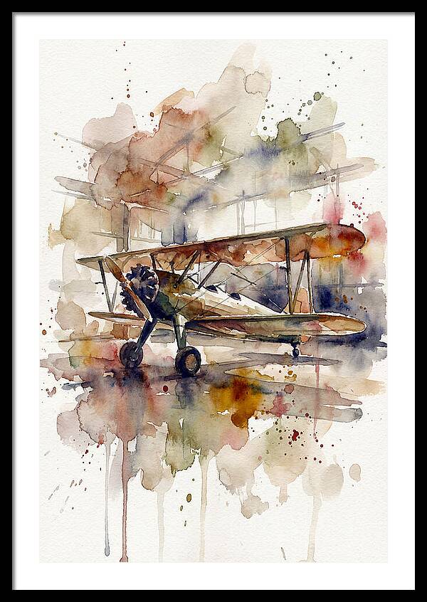 Vintage Airplane In Watercolor