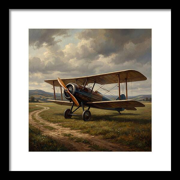 Vintage Airplane On A Country Road