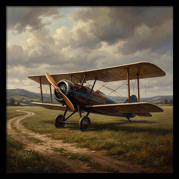 Vintage Airplane On A Country Road