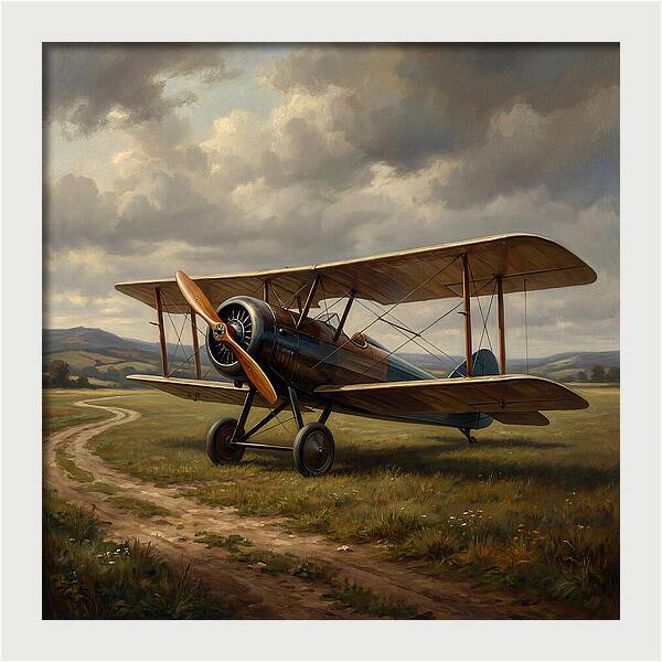 Vintage Airplane On A Country Road