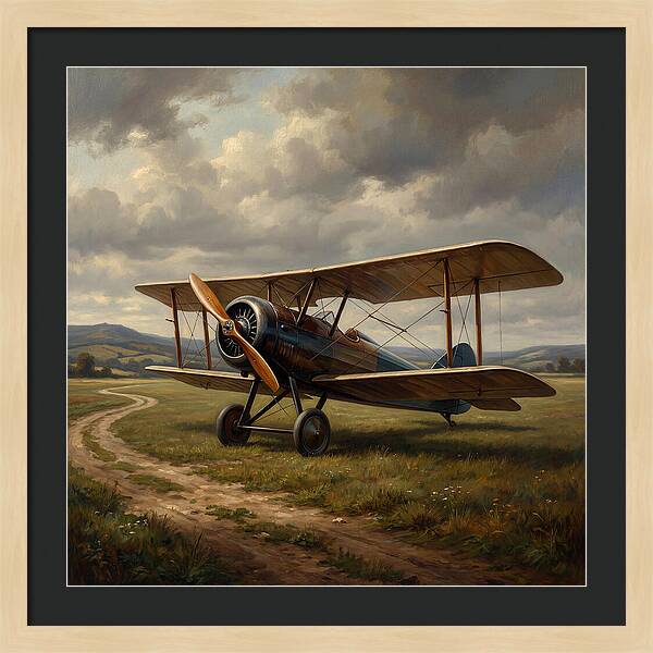 Vintage Airplane On A Country Road