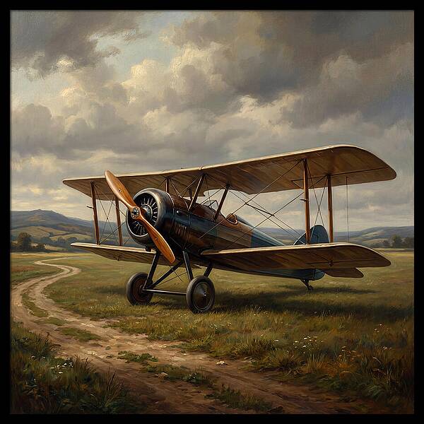 Vintage Airplane On A Country Road