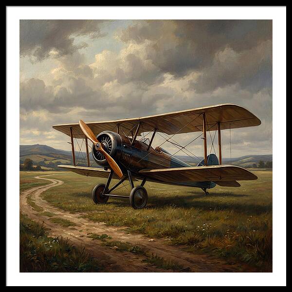 Vintage Airplane On A Country Road