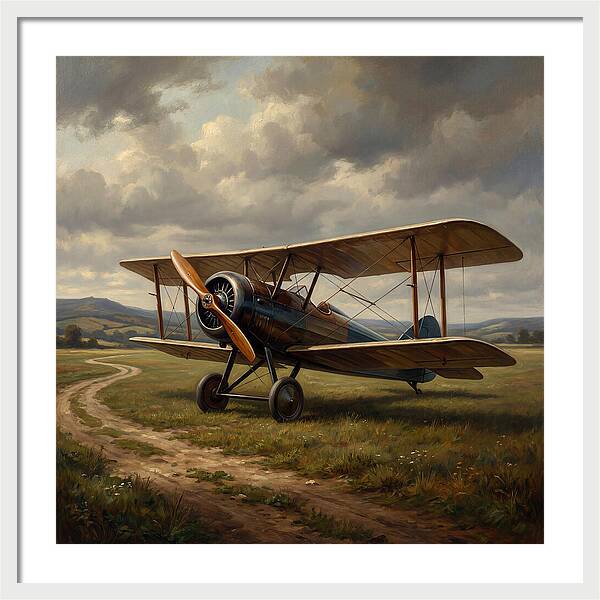 Vintage Airplane On A Country Road