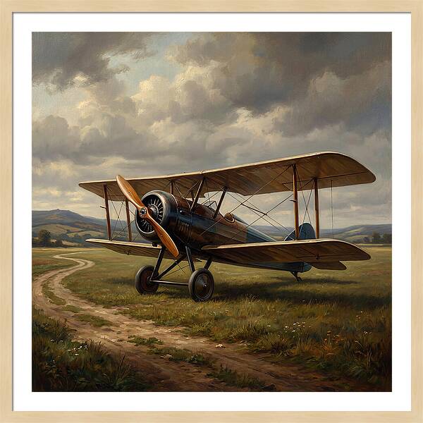 Vintage Airplane On A Country Road