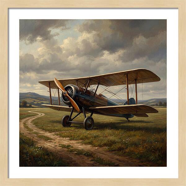 Vintage Airplane On A Country Road