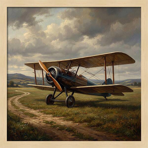 Vintage Airplane On A Country Road