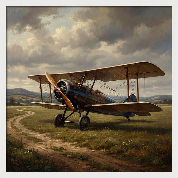 Vintage Airplane On A Country Road