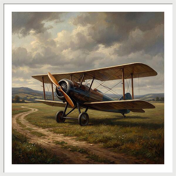 Vintage Airplane On A Country Road