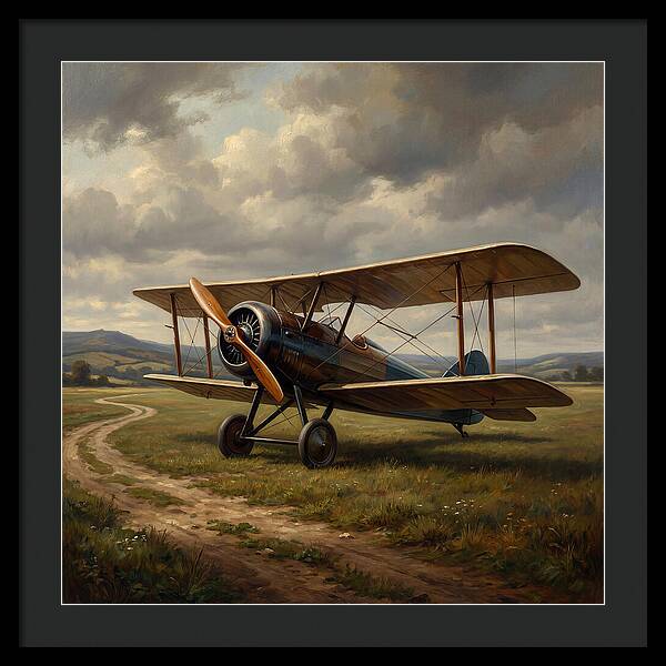 Vintage Airplane On A Country Road
