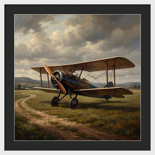 Vintage Airplane On A Country Road