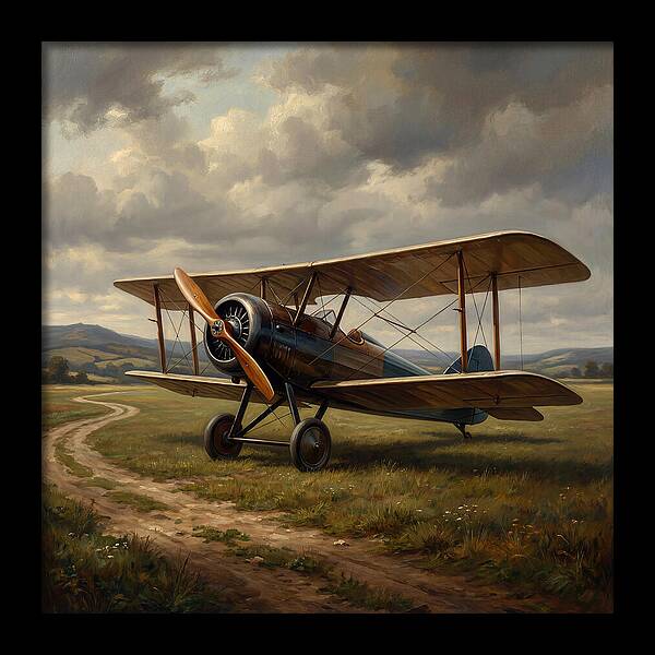 Vintage Airplane On A Country Road