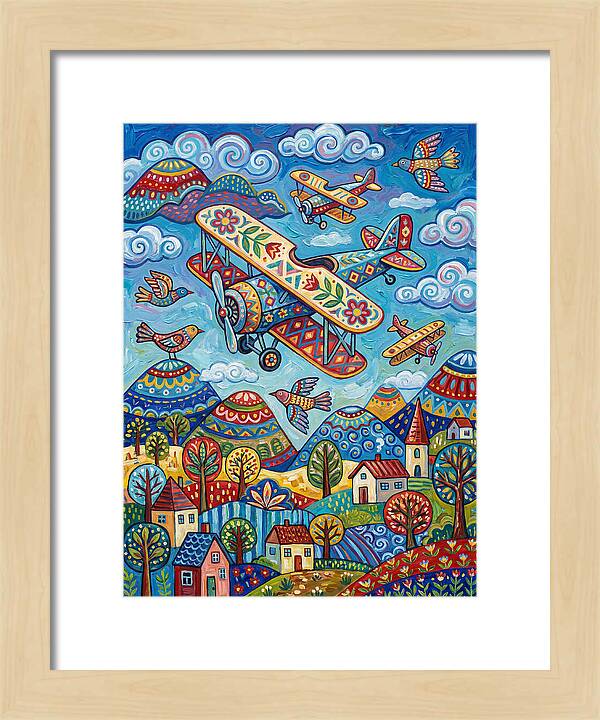 Vintage Airplanes In A Whimsical Landscape