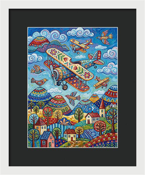 Vintage Airplanes In A Whimsical Landscape