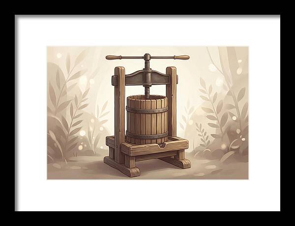 Vintage Apple Press With Wooden Barrel