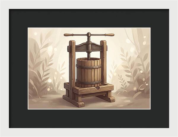 Vintage Apple Press With Wooden Barrel