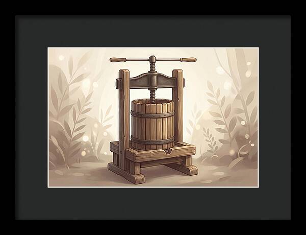 Vintage Apple Press With Wooden Barrel