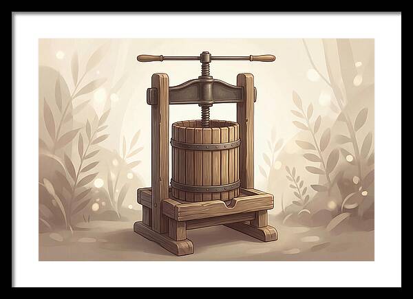 Vintage Apple Press With Wooden Barrel