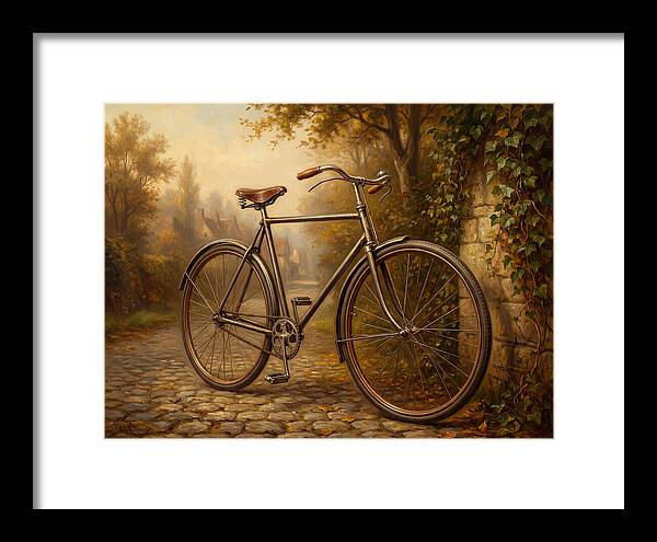 Vintage Bicycle Against Cobblestone Path