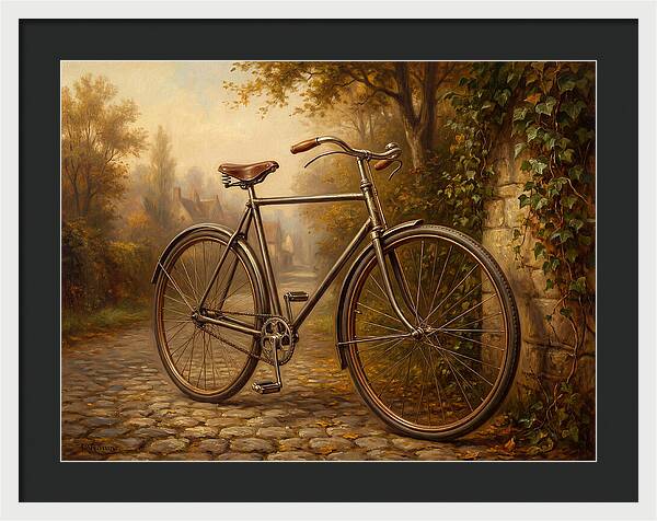 Vintage Bicycle Against Cobblestone Path