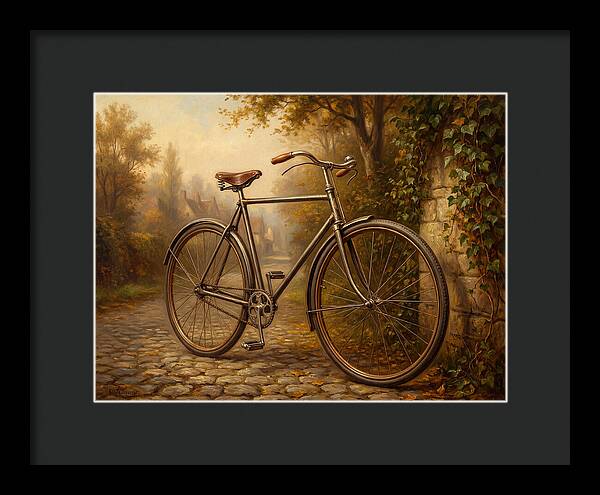 Vintage Bicycle Against Cobblestone Path
