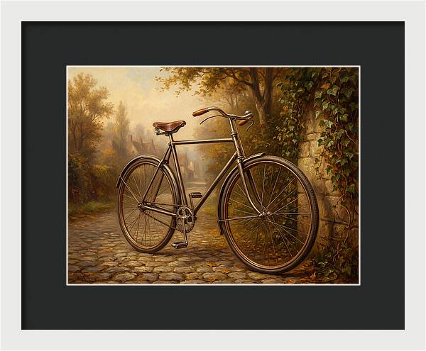 Vintage Bicycle Against Cobblestone Path