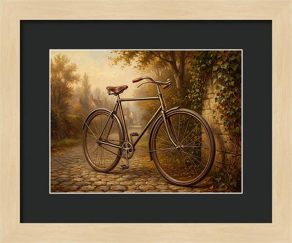 Vintage Bicycle Against Cobblestone Path