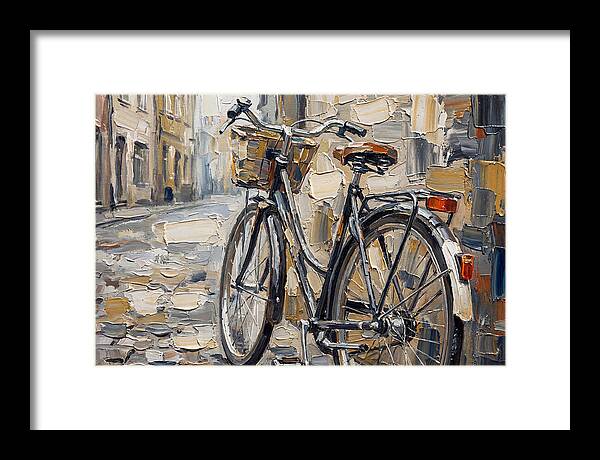 Vintage Bicycle Against Cobblestone Street