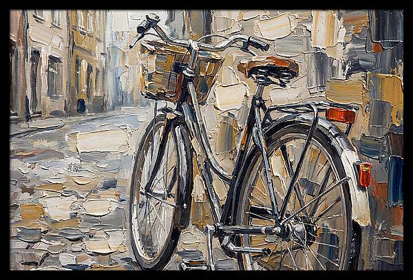 Vintage Bicycle Against Cobblestone Street
