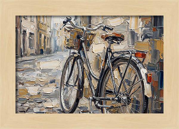 Vintage Bicycle Against Cobblestone Street