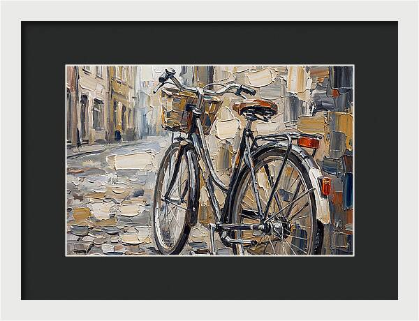 Vintage Bicycle Against Cobblestone Street